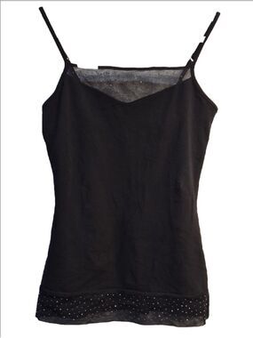 Express Black Sheer Dot-Trim Camisole